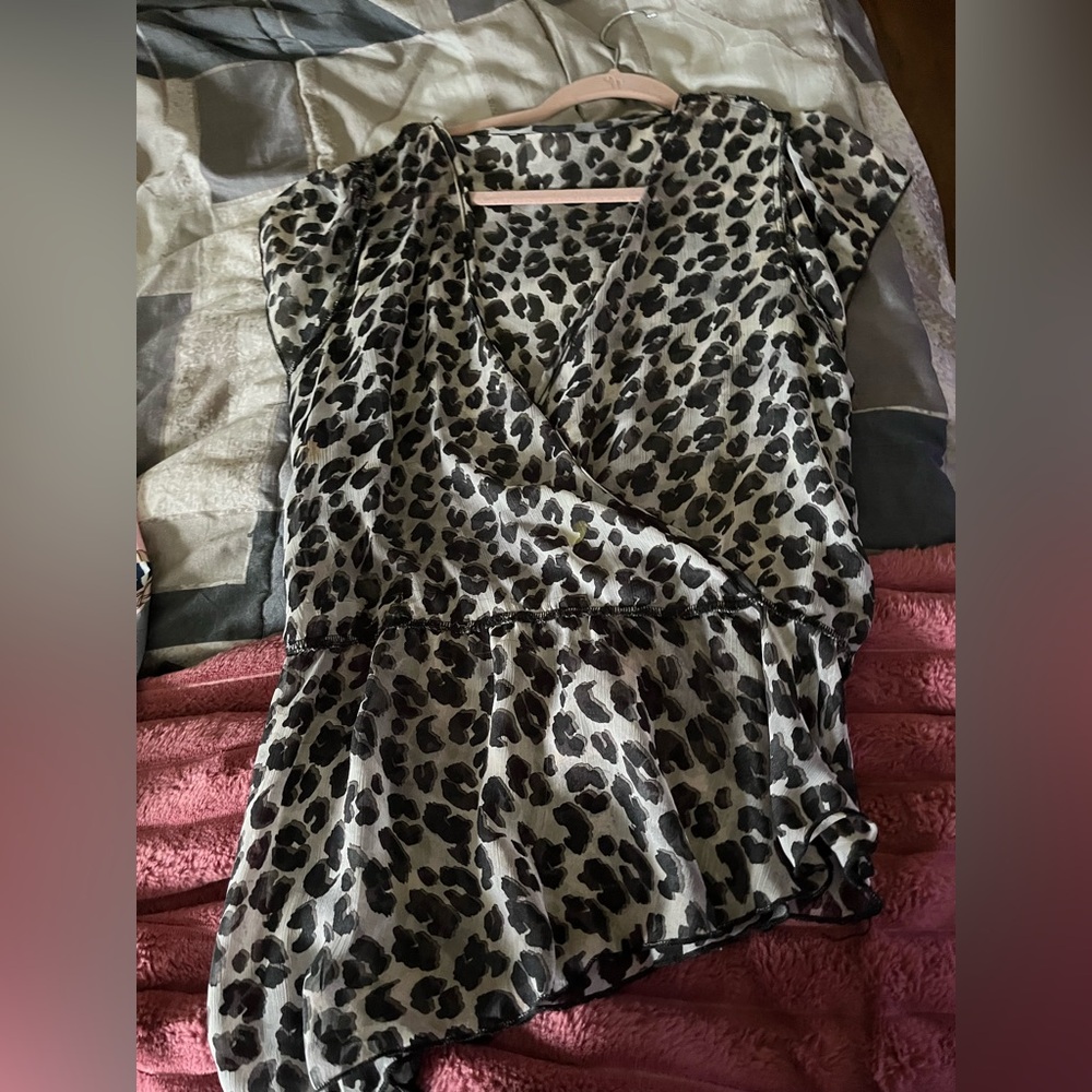 Leopard Print Wrap Top